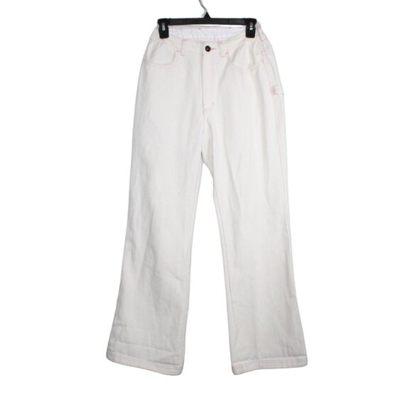 Y2K Fauxy Painter womens painter pants size 10 cream straight leg high waist - Picture 1 of 12